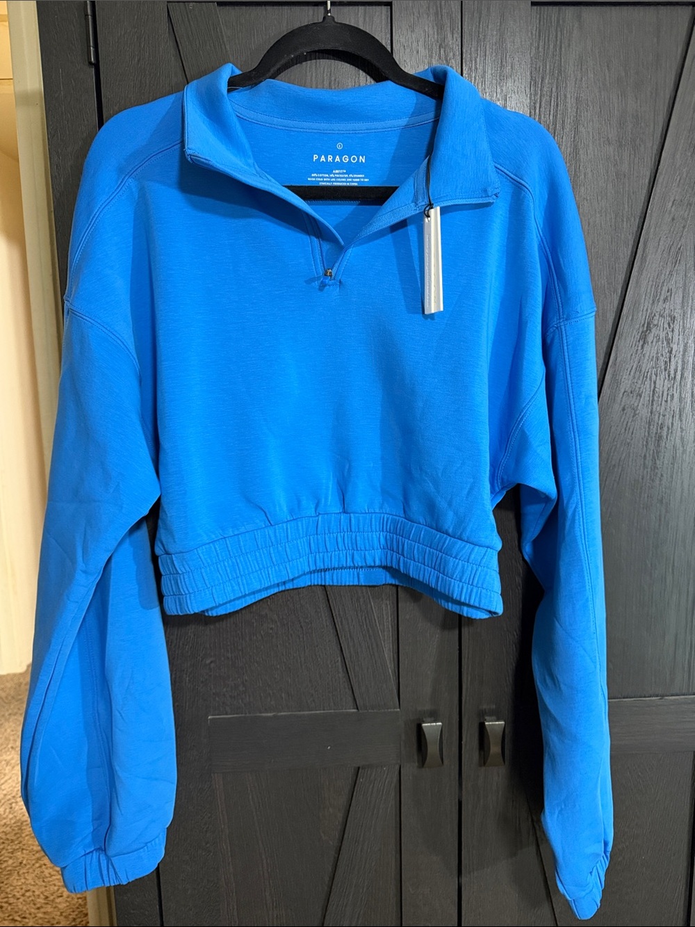 PARAGON Bright Blue Cropped Quarter-Zip Pullover